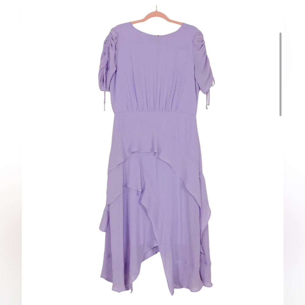 MAISON TARA LILAC DRAWSTRING CINCHED SLEEVES WITH ASYMMETRICAL HEM